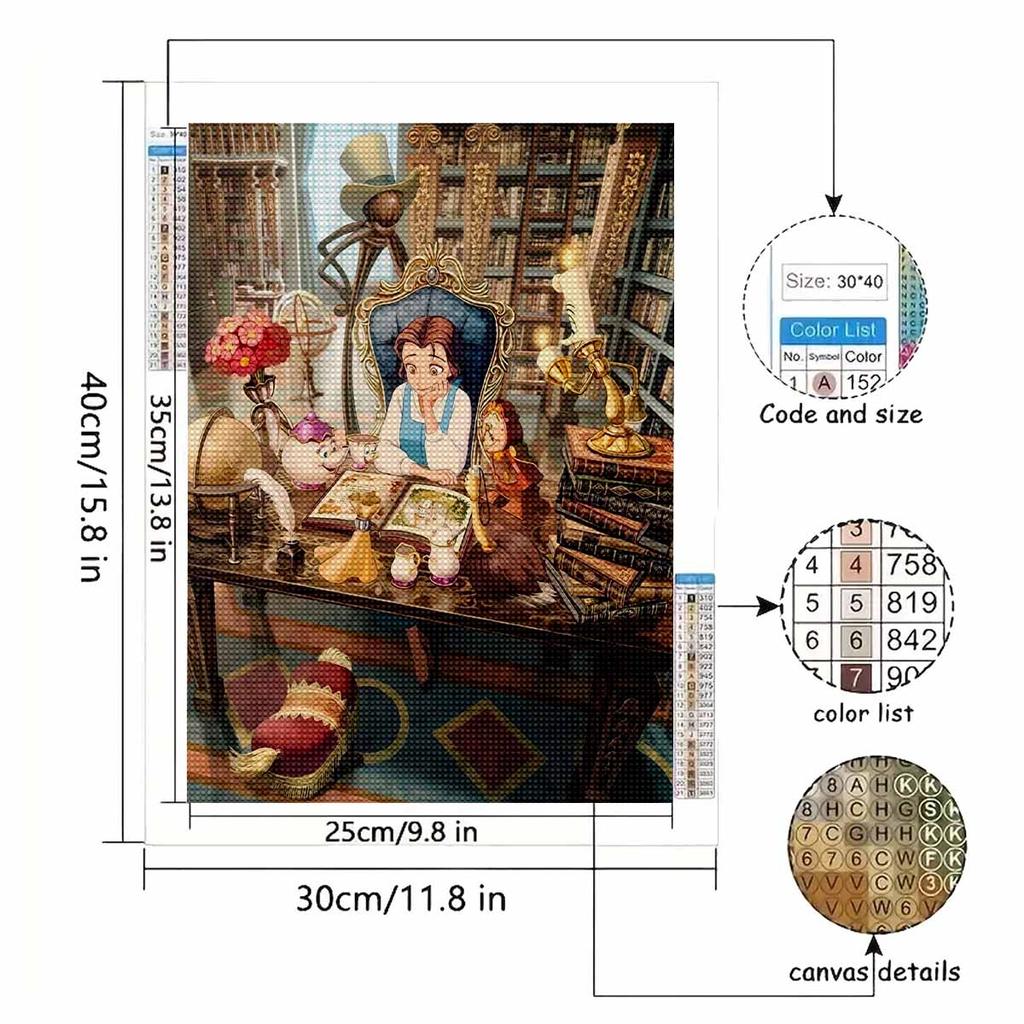 DIY Diamond Painting The Princess Who Reads Books Cross Stitch Kit Mosaic Art Diamond Painting Full Circle Diamond Home Decoration