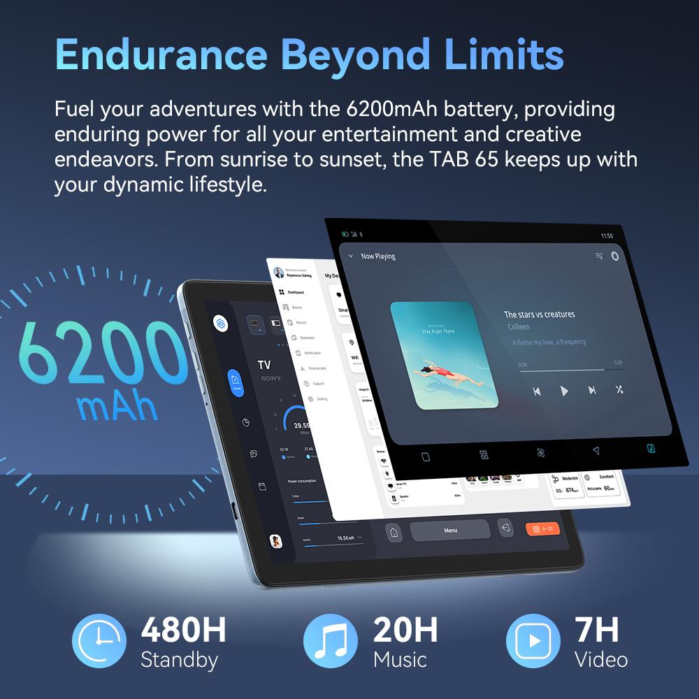 Tablet Cubot TAB 65, Android 15, Octa-Core, 4GB RAM, 128GB ROM, 10.1-Inch HD+ 90Hz Screen, 13MP Camera, 6200mAh, OTG
