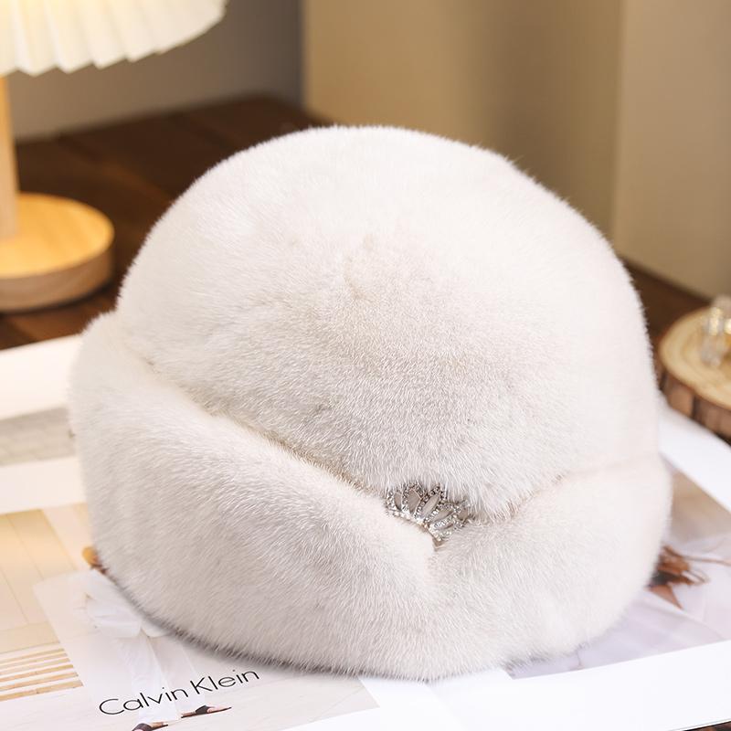 

Новая меховая шапка, женская элегантная меховая шапка из норки, утепленная теплая зимняя меховая шапка M（56-58cm）