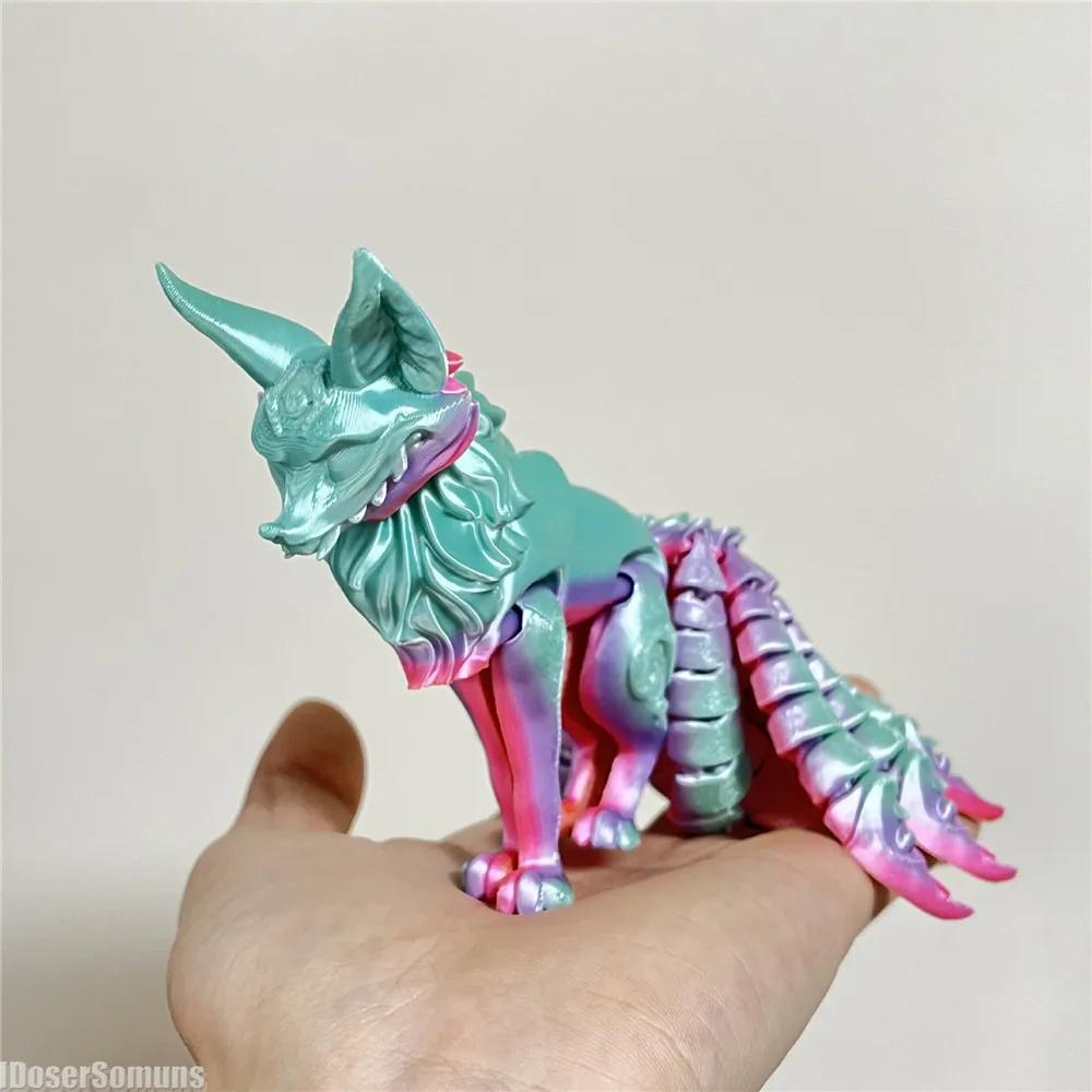 

3D Printed Fox Action Figure Fine-Tailed Multi-Jointed Movable Model Articulated Animal Figurine Kids Desktop Decoration Gifts