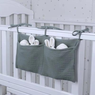 Bolsa de Almacenamiento para Cochecito de Bebé de Algodón Puro de Doble Capa con Bolsillos Dobles y Portabotellas Estampado