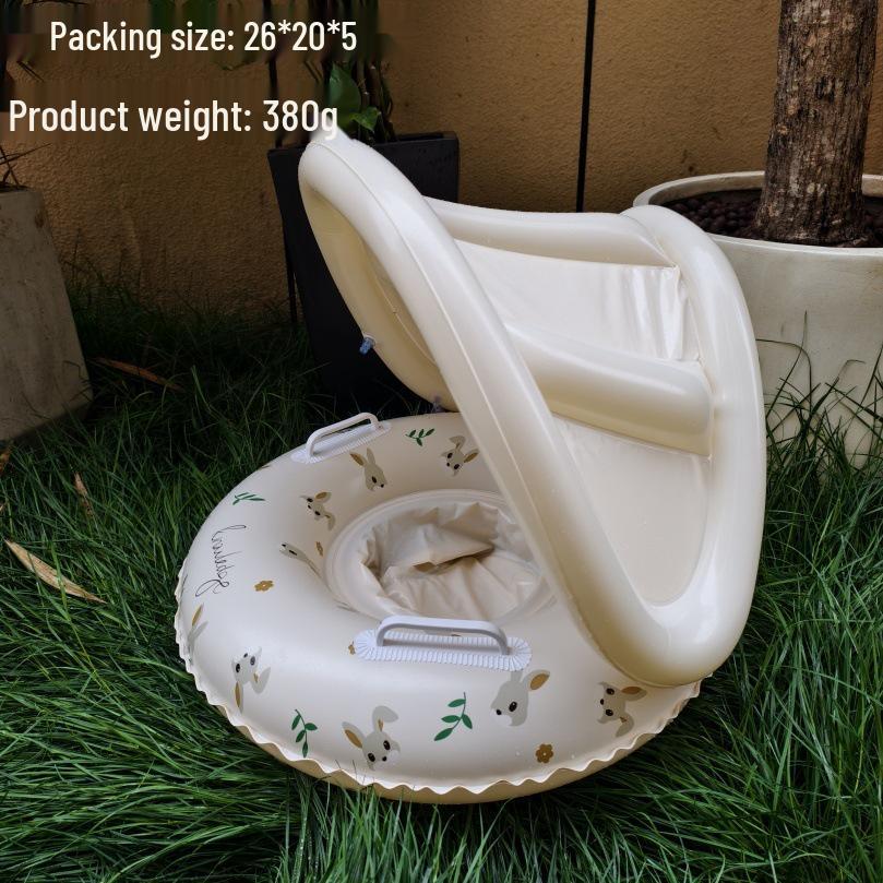 Large Toddler Boat-Themed Swimming Ring with Canopy & Steering Wheel