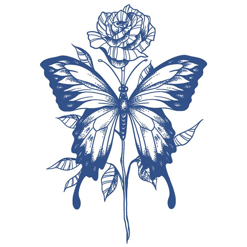 

Водостойкая наклейка-тату на бедро с большой розой, долговечная 12x19 cm