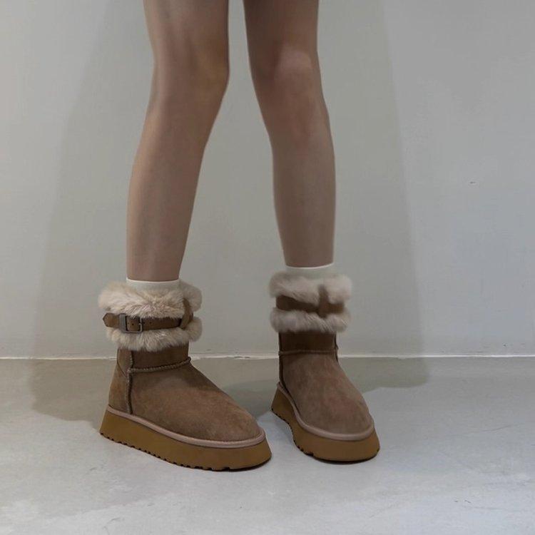Snow boots 2026 autumn and winter new retro fur integrated short boots with plush insulation for winter