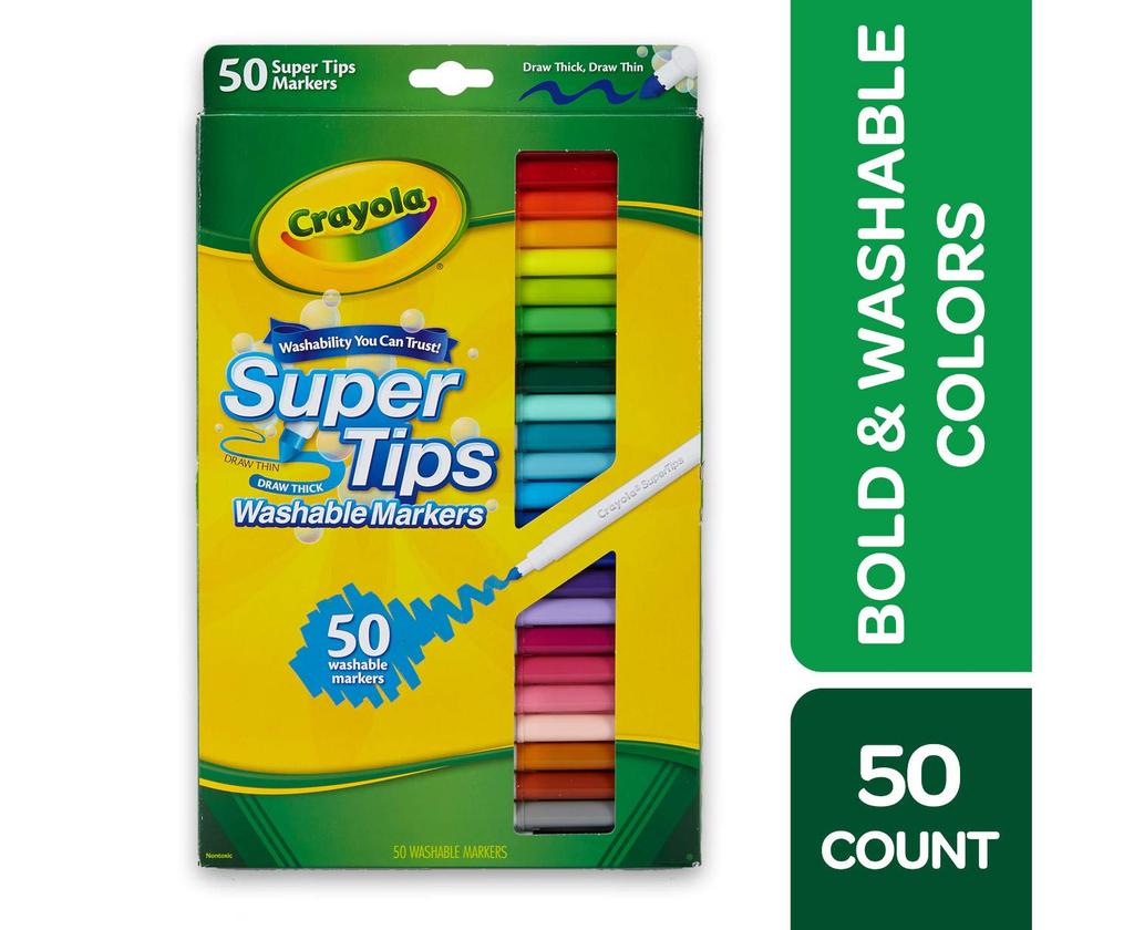 Crayola Marker 50 Super Tips Authentic 585050 Water-Removable Pens, Colors, Series, Product,