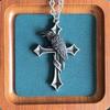Gothic Punk Black Raven Cross Necklace: Trendy, Versatile Men's Jewelry in Euro-American Retro Dark Style.