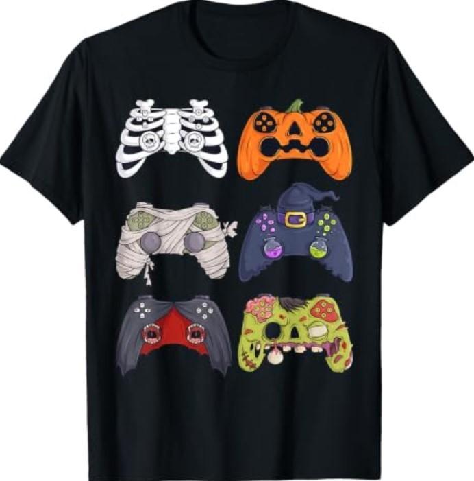 Halloween Skeleton Zombie Gaming Controllers Mummy T-Shirt