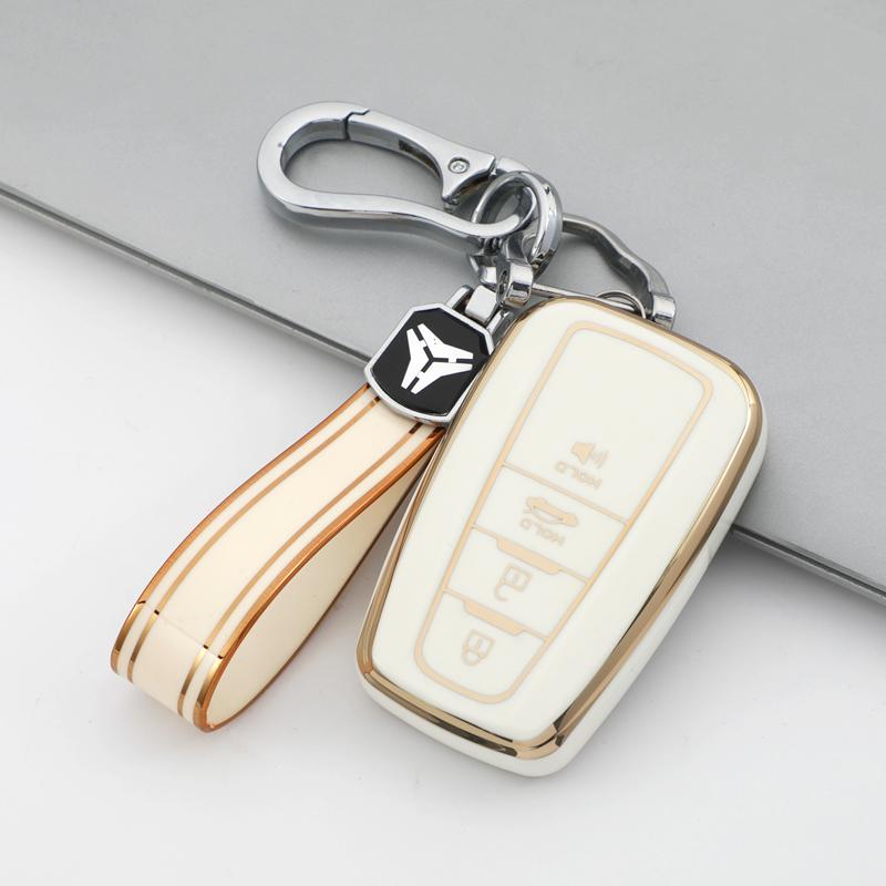 4 Buttons TPU Car Key Case Cover Fob for Toyota Camry CHR Corolla RAV4 Avalon Land Cruiser Prado Prius 2017 - 2022 Keychain