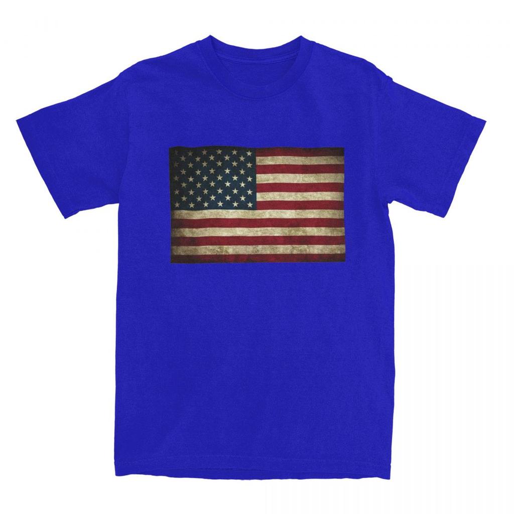 US Flagge Vintage Design Flagge 4. Juli T-Shirt Erwachsene Lustig 100 Baumwolle T-Shirts Sommer O-Ausschnitt Mode T-Shirts Günstige Übergroße Oberteile