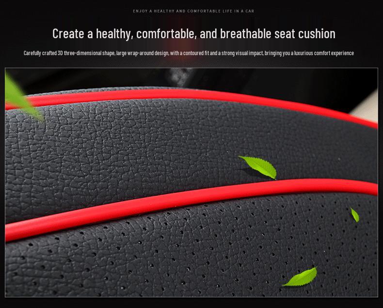 Universal Perforated Leather Car Seat Cushion, Breathable, All-Season, Full Surround, No Backrest, Single Piece
