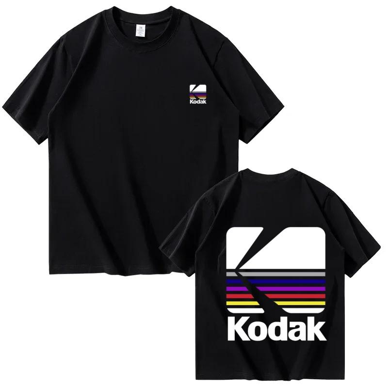 

Kodak Summer Brand Fashion Color Print Cotton Versatile Unisexs Tshirt Trendy Streetwear Cotton Short Sleeve Tops Tees M
