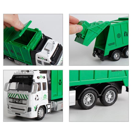 Kids Toy Car Pull Back Alloy Vehicle Model Engineering Garbage Sanitation Truck