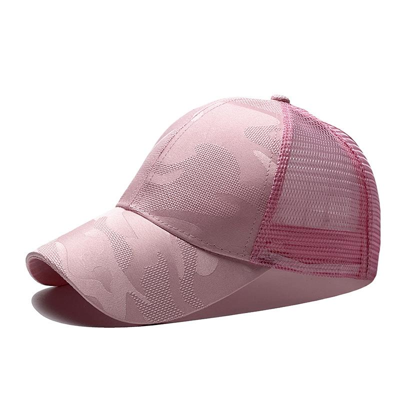 

2025 New Women Summer Ponytail Baseball Cap Cotton Camouflage Mesh Hat Adjustable Sports Golf Hat Girl Outdoor Casual Sun Hat Adjustable рожевий