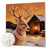 DIY Mini Framed Pearl Painting Kit Beads Winter Deer Lantern Canvas Home Decor Painting