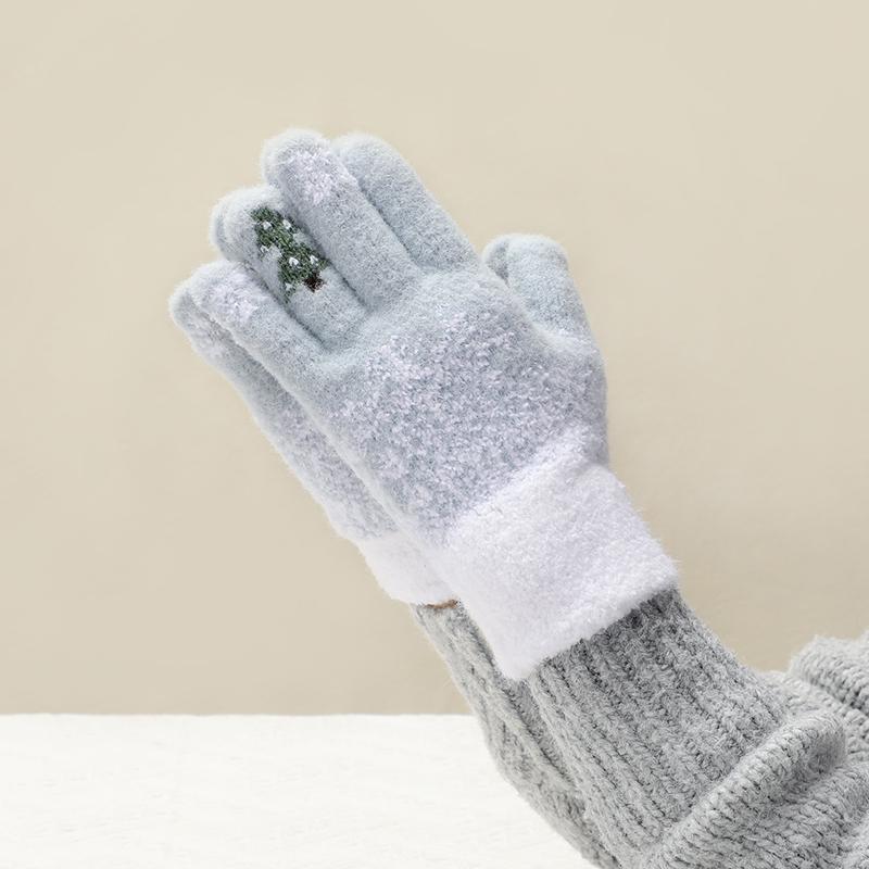 

Женские зимние перчатки без пальцев Xinfei Lan красного и синего цвета с сенсорным экраном - на флисовой подкладке «Снежинка», толстые и пушистые для езды One Size сине серый