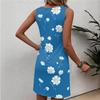 Women's Sleeveless Floral Print Dress Casual Round Neck Summer Dress Lightweight Comfortable Fit Mini Dress