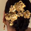 5pcs Elegant Golden Flower Hair Forks Hairstyle Tools Wave Zinc Zinc Alloy Barrettes Pearl Side Clips  Wedding