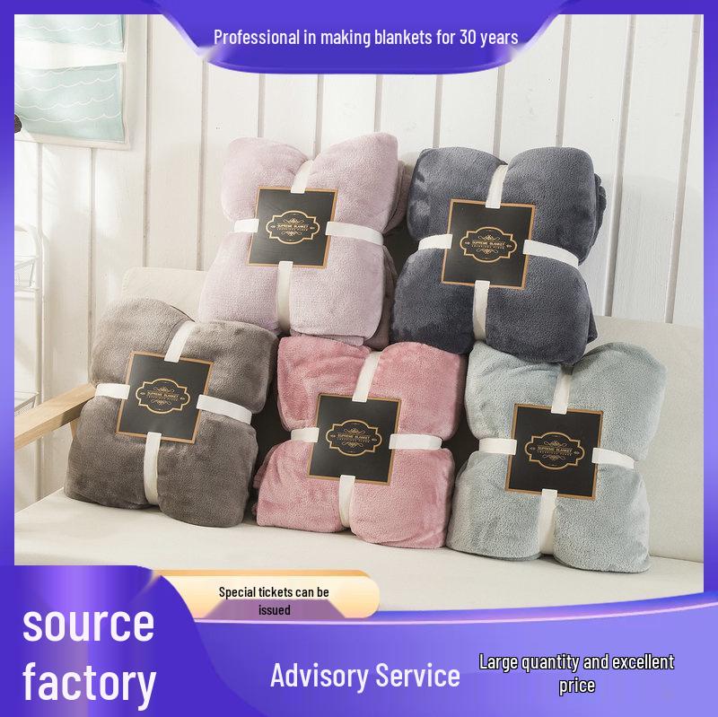 Coral Fleece Flannel Blanket: Soft Sofa Throw for Office Nap or Air Conditioning Use