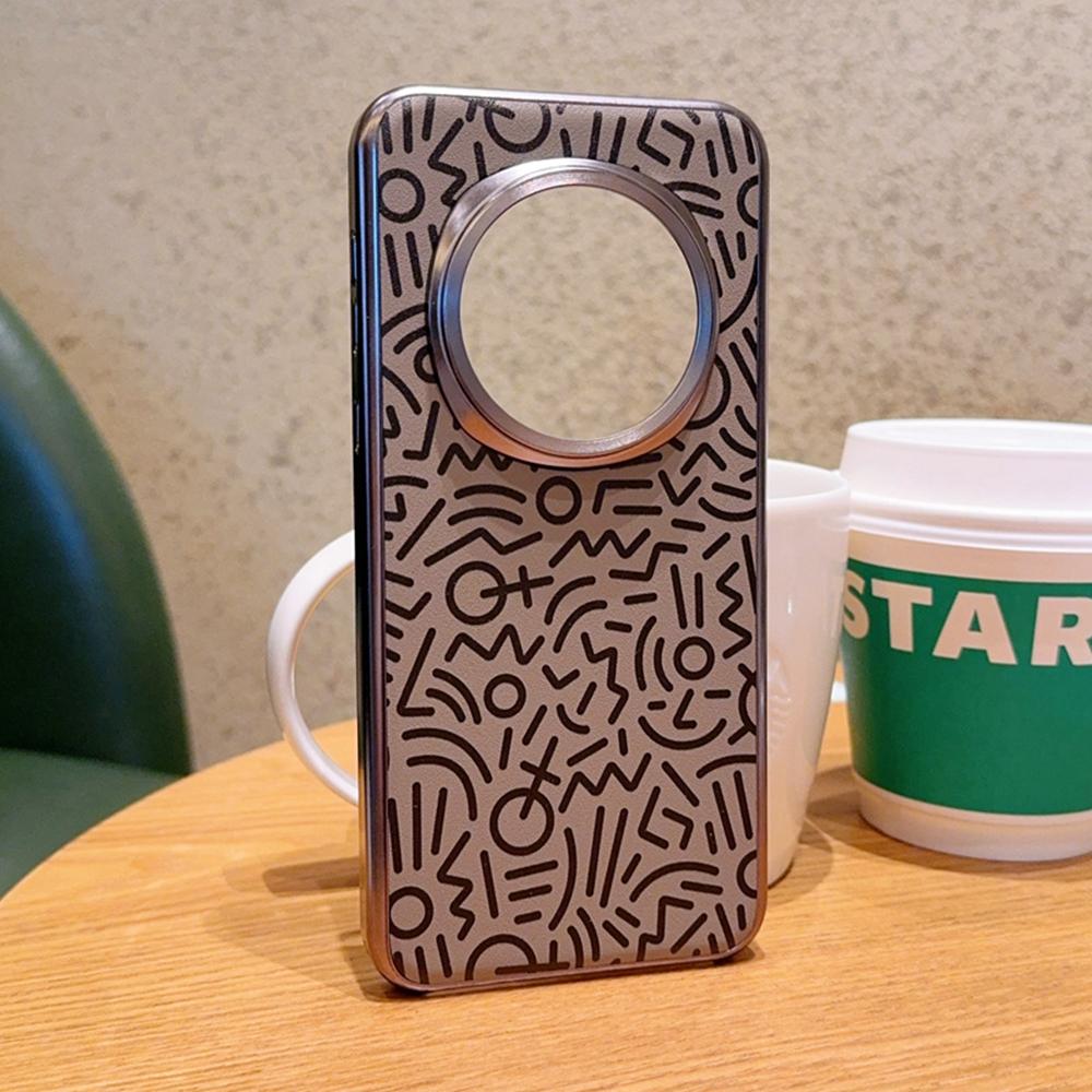 For Honor Magic7 Pro 5G Case Creative Doodle Leather Electroplated Phone Back Cover