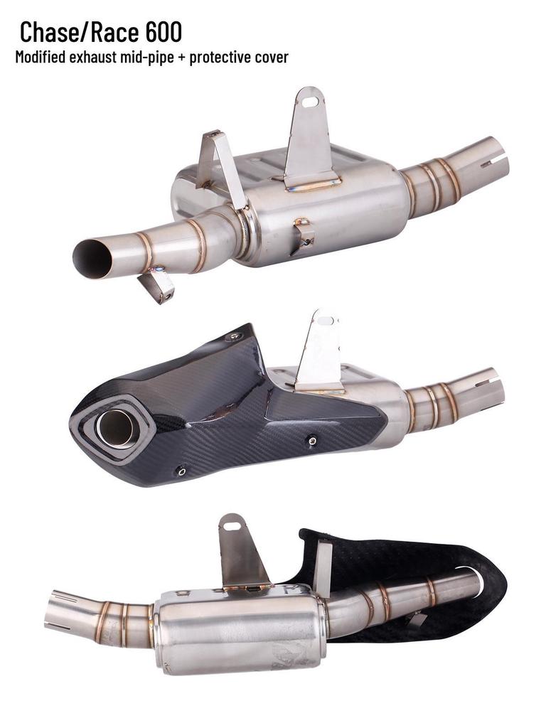 600cc Motorcycle Modified Stainless Steel Exhaust with Carbon Fiber Cover