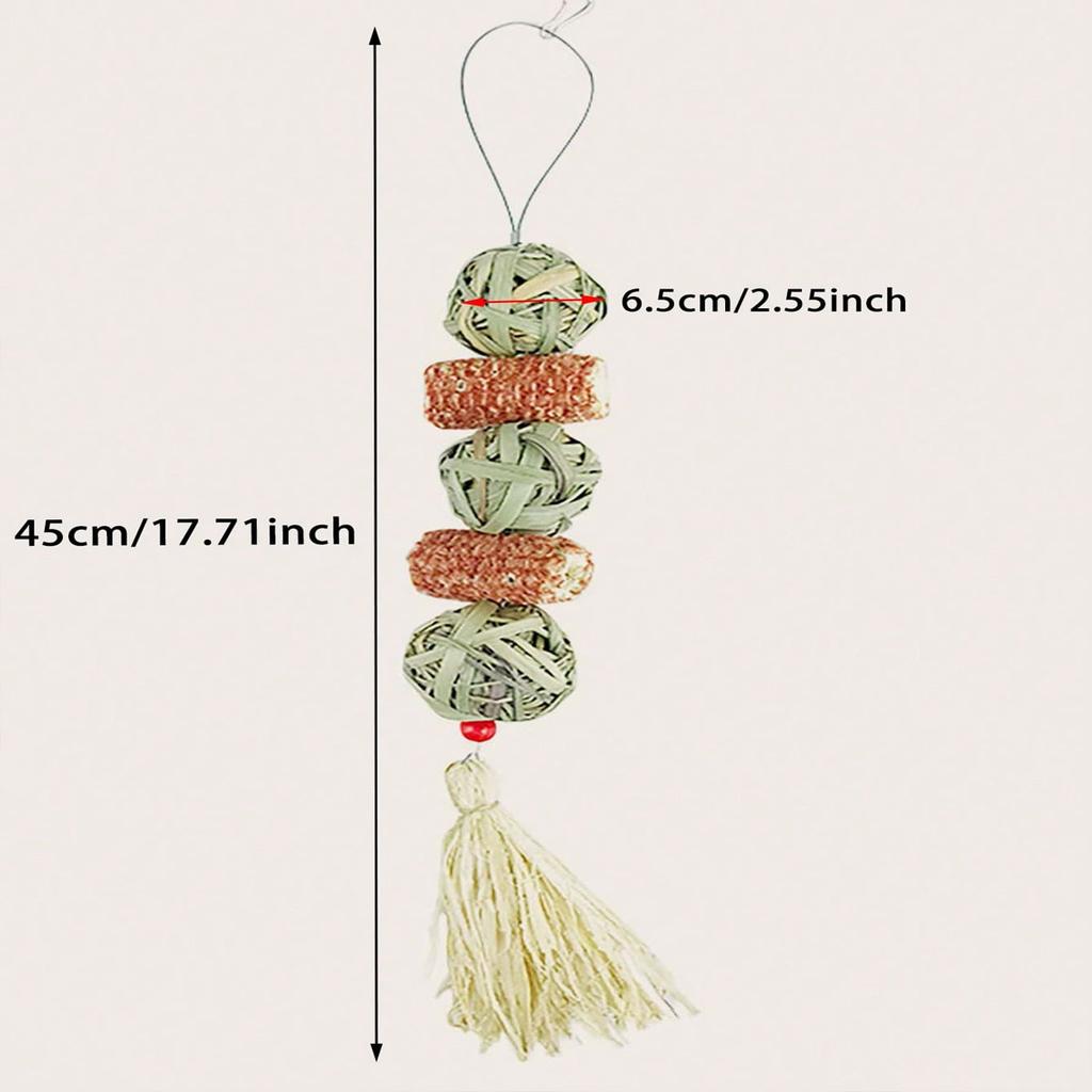 Natural Aquatic Grass Ball Small Animal Chew Toy for Rabbits Hamsters Chinchillas Corn Ear Molar Chew Toy for Pet Teeth Grinding
