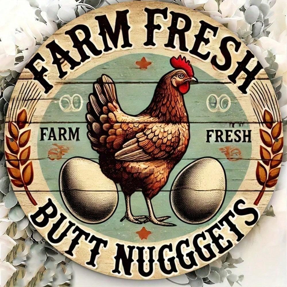 Vintage Farmhouse Metal Sign 8x12 Inches Funny Chicken Coop Decor Rustic Farm Fresh Tin Man Cave Garage Art