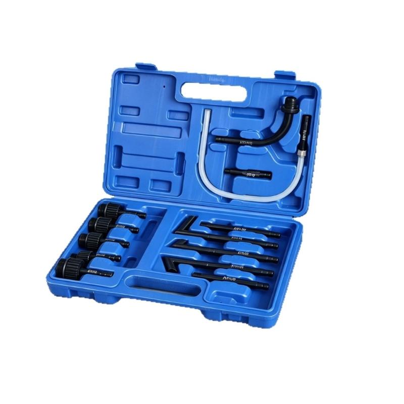 Storage Box Transmission Refill Filling Adapter Set with Hose Line, Metal Ends and Oil Adding Use for Vehicle Garage Maintenance Work Today