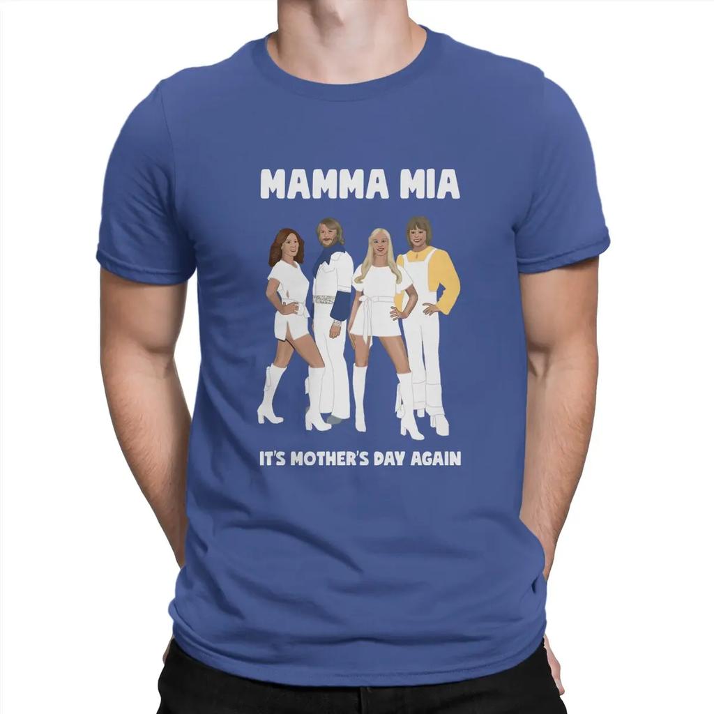 Fashion Mamma Mia Music T-Shirts for Men Round Neck 100% Cotton T Shirt A-ABBA Band Short Sleeve Tee Shirt Birthday Present