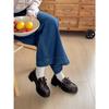 Black retro British style thick heel small leather shoes 2026 new spring and autumn with skirt small heightening loafers