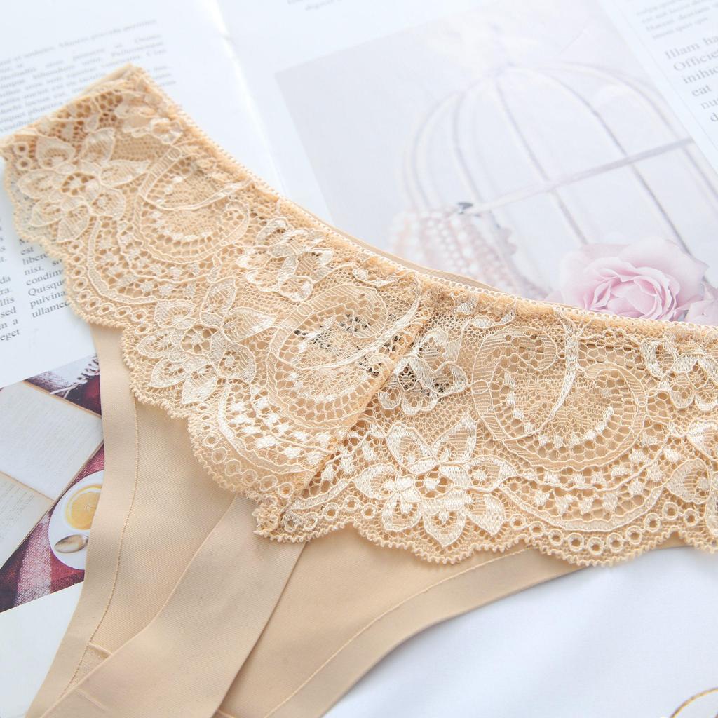 Damen Blumenhöschen aus ausgehöhlter Spitze, sexy Spitzenhöschen, Slips mit niedriger Taille, sexy Perspektive, intime Damenunterhose