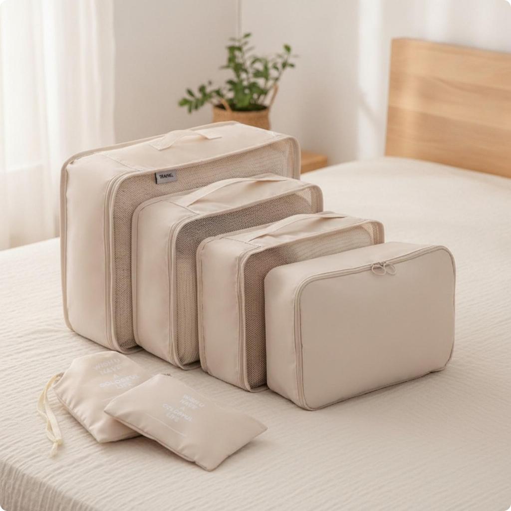 6 Pieces Packing Cube Set Nested Luggage Organizer Compact for Suitcases