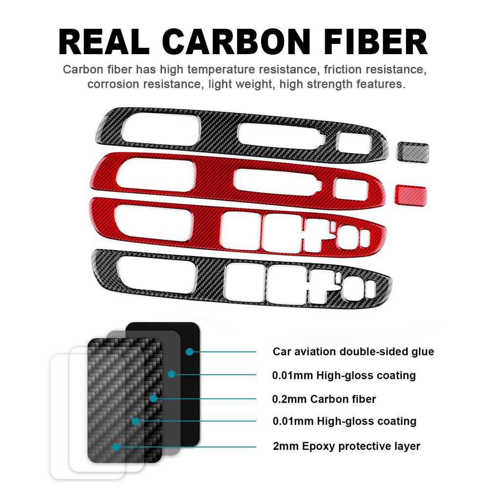 Real Soft Carbon Fiber Sticker For Subaru Impreza 2005 2006 2007 Car LHD Window Button Panel Frame Interior Accessories