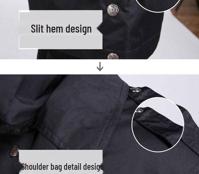 Military-Style Extra Long Reflective Winter Overcoat - Cold-Proof Security Guard Uniform with Cotton Insulation