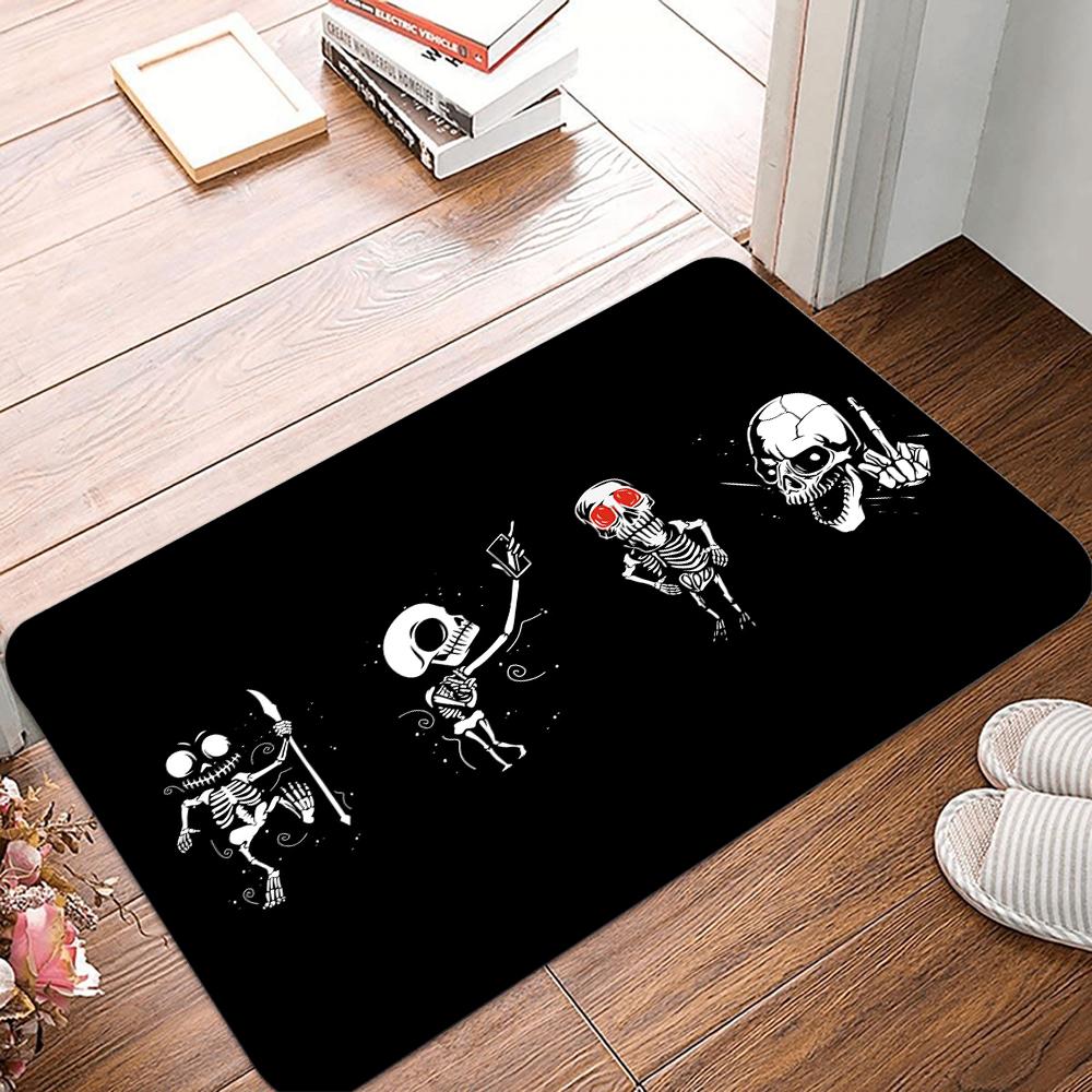 Halloween Skull Print Welcome Doormat Machine Washable Carpet For Living Room Bedroom Kitchen And Laundry Rug Floor Mat