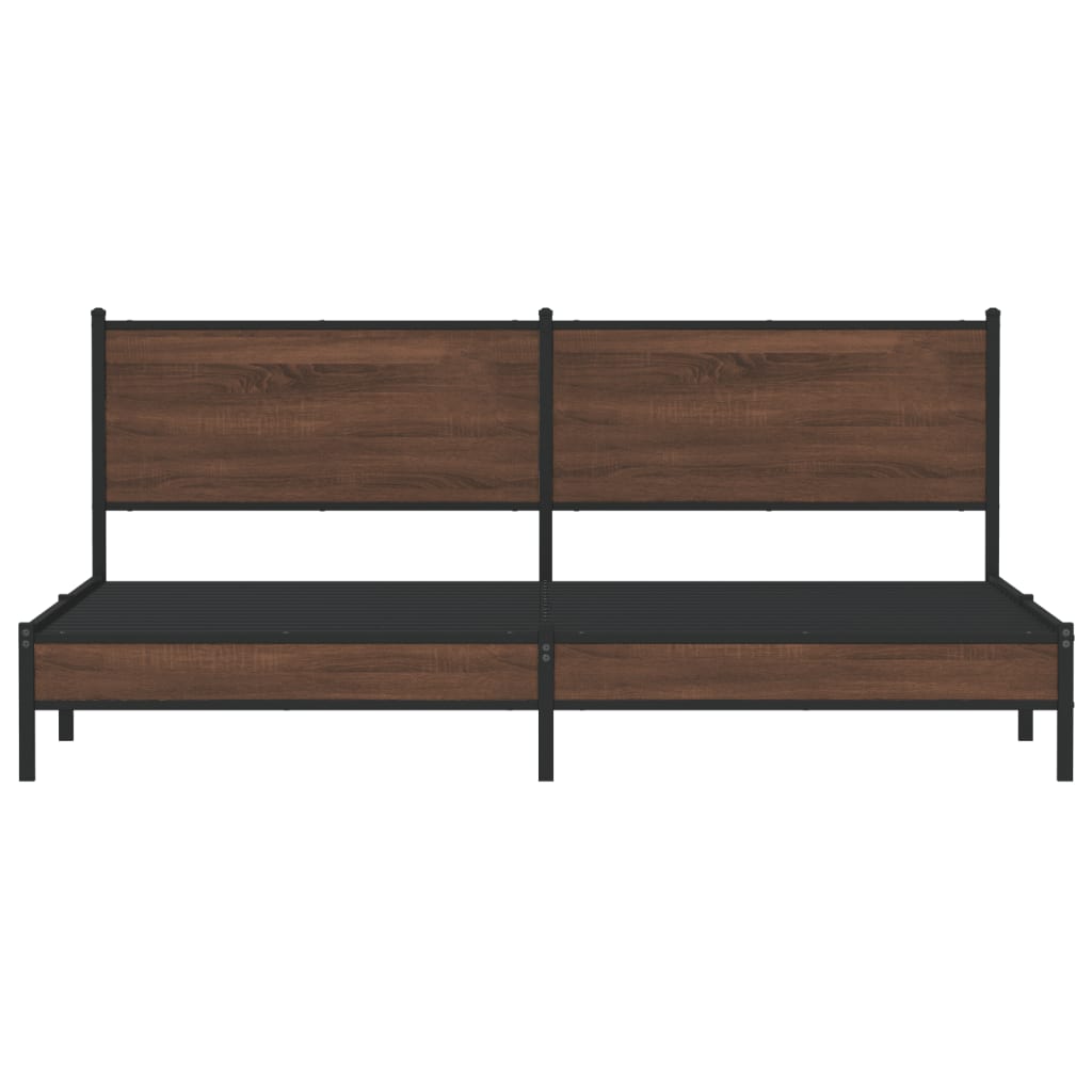 Metal Bed Frame without Mattress Brown Oak Effect 200x200 cm