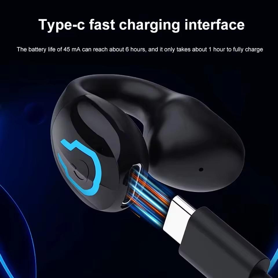 Bluetooth 5.4 Earphone Wireless Headphone Ear Clip Headset HiFi Stereo Noise Reduction Waterproof Earbud