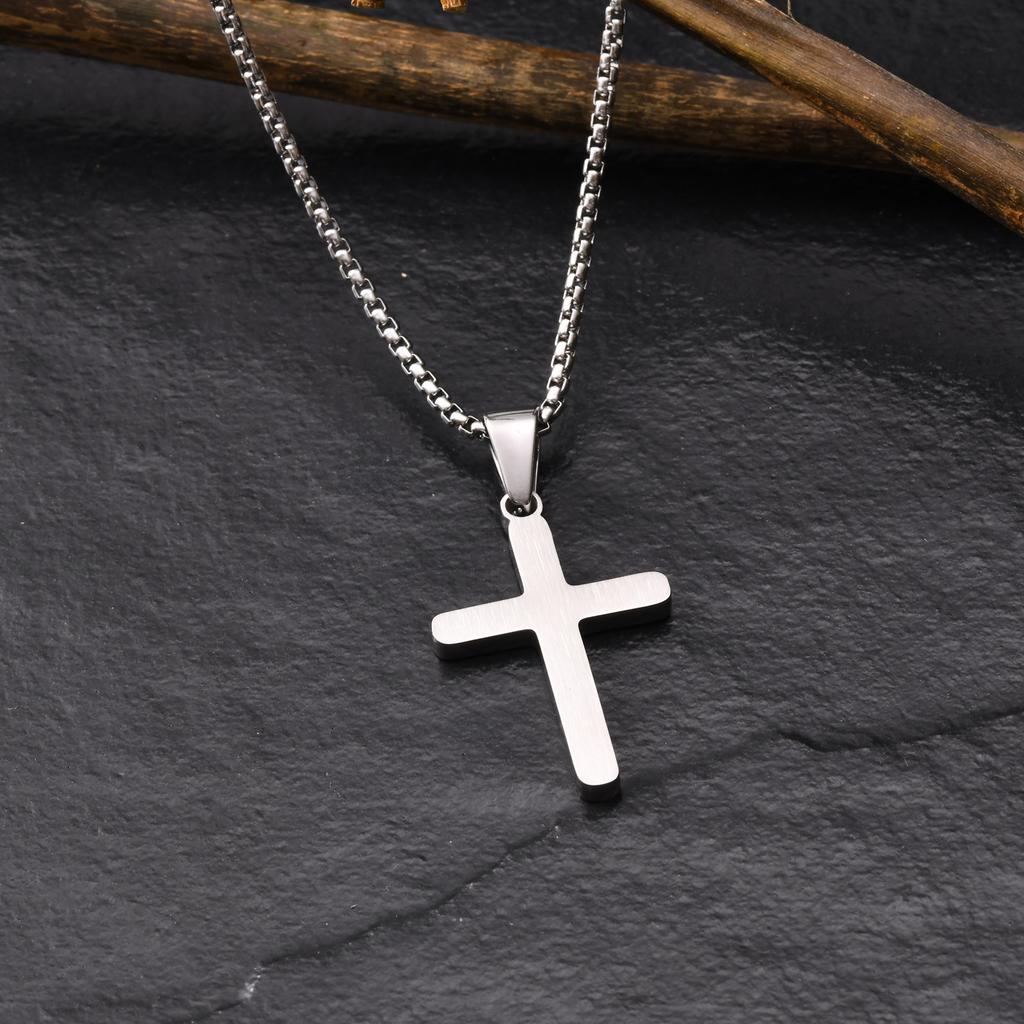 Vnox Men's Classic Cross Pendant Necklace, Stainless Steel Rope Cuban Blade Chain, Handsome Layered Neck Chains