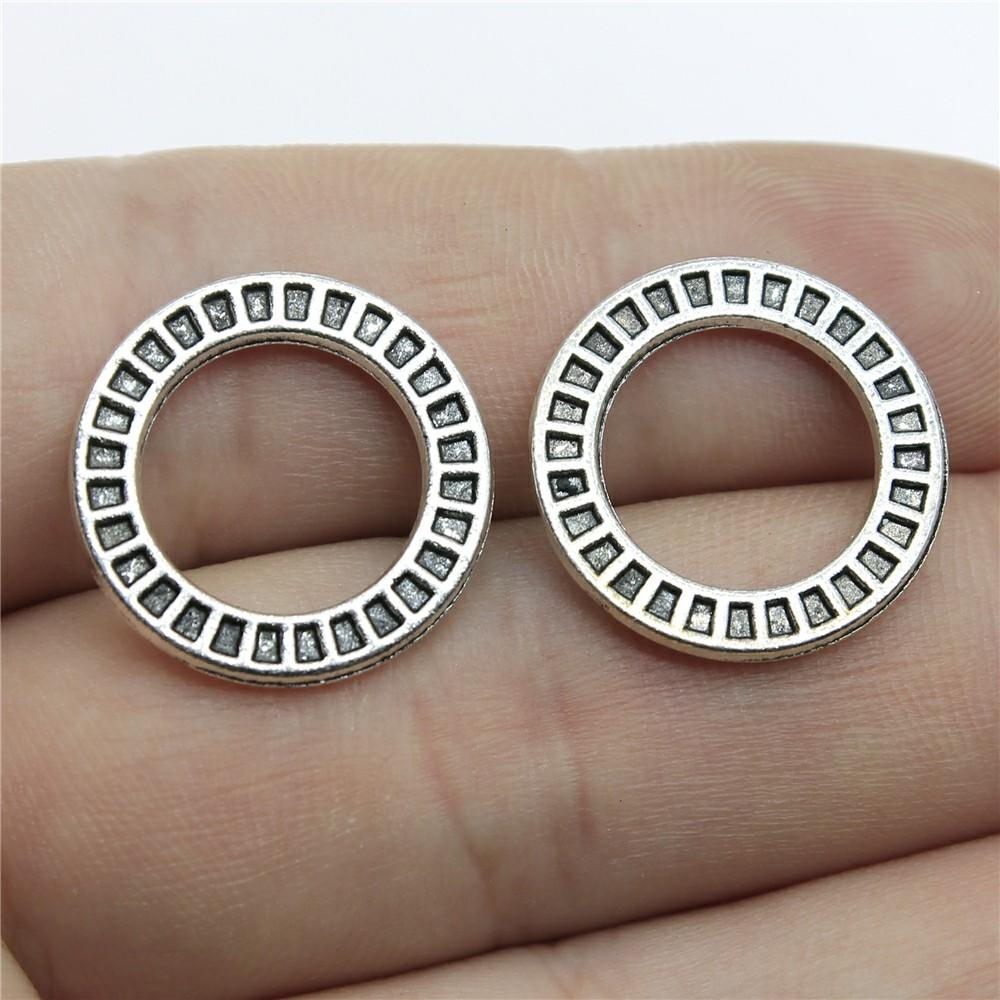 10pcs Charms Round & Oval Loops Connector DIY Jewelry Findings For Jewelry Making Accessories Antique Silver Color