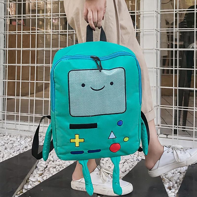 Cute Cartoon Adventure Time Backpack For Girls Japanese Style Funny And Unique Canvas Material Large Size
