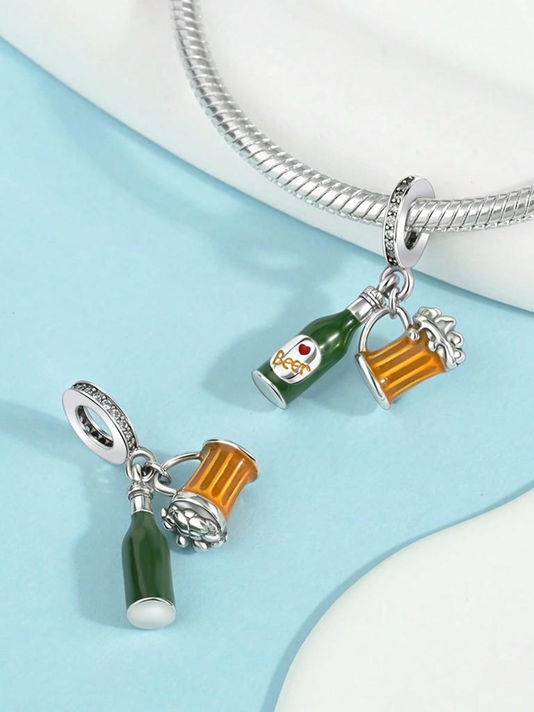 Charms Plata Pumpkin Beer Bottle Ice Cream Cup Beads Copper Plated Fit Charms Original Bracelet For Jewelry Making Diy Charm