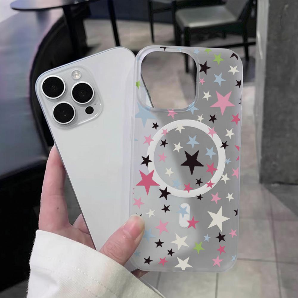 Full color star magnetic matte phone case for apple 17promax/16 /15 /14/13 personality