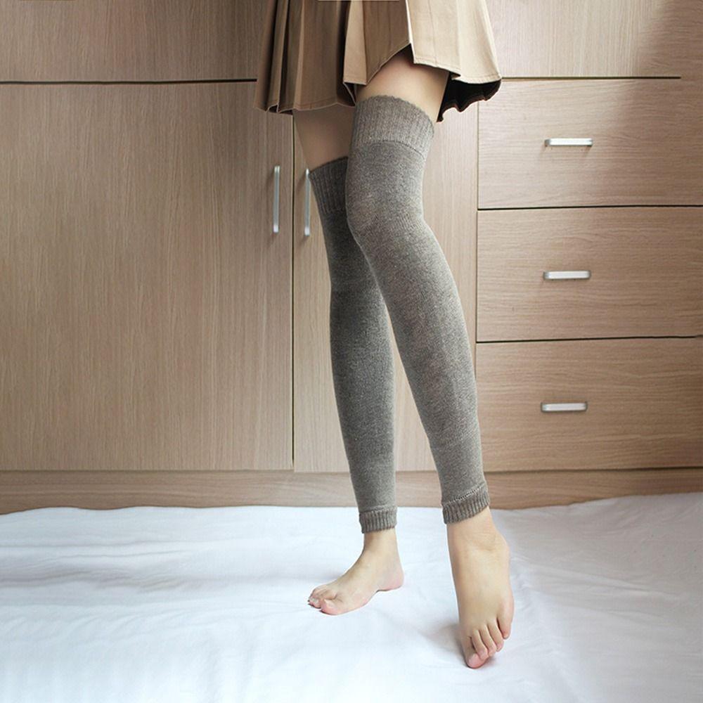 Color Long Tube For Female Women Leg Warmers Over Knee Socks Knitted Foot Cover Lolita Arm Sleeves