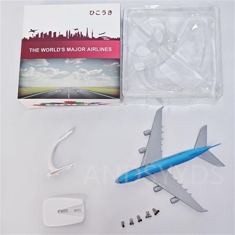 Diecast Airplane 20cm A380 Metal Alloy Korean Airways Aircraft Model Aviation 1/400 Scale Model Collection Display Ornaments