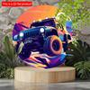 2d Flat 20*20cm, color Circular Wooden Sign, Retro Racing Car Design, Classic Rustic Style, for Room, Window, Bedroom, Door, Garage Mural Decoration.