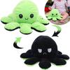 Octopus Plush Doll Reversible Stuffed DoubleSided Flip Animal Lovely Baby Toys(GreenBlack 20 x 10cm)