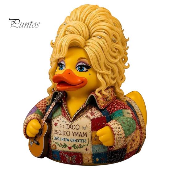 Ikona country hudby Pamětní dárek Parton Duck, Figurka Dolly Duck, Soška, Malý stolní dekorativní prvek s tématem kytary Socha pro