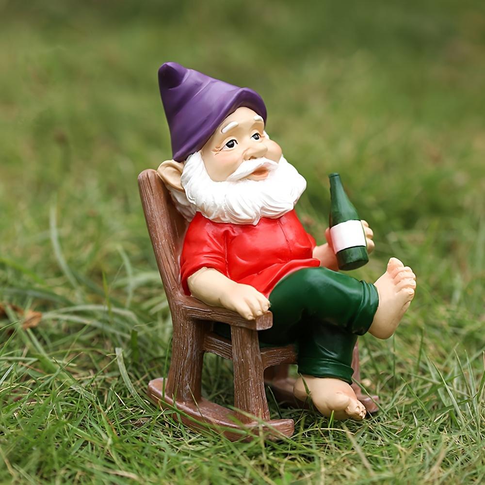 Classic Resin Gnome in Rocking Chair Statue, 1pc,YTabletop Resin Figurine, Home Entryway Balcony Corridor Ornament, Christmas Valentine's Thanksgiving
