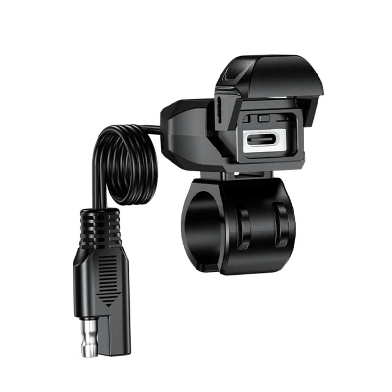 Motorcycle Type-C Port SAE To USB-C Adapter DC9-24V Fast-Charging Adapter Power Outlet for Cellphone Tablets