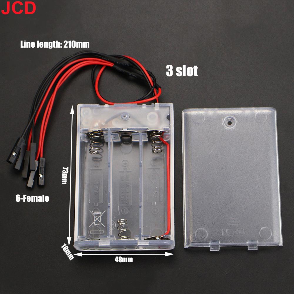 JCD 1pcs 3V 4.5V 6V AA Terminal Wire Transparent Battery Box with Cover Switch Male/Female Connector DIY Craft Model Accessories