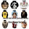 2021 One Piece Anime 3D Print Zipper Hoodie for Men